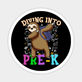 Diving Into pre-k Shirts Dabbing Sloth Students Back To School Gifts Magnet